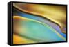 Yellow and Aqua Blue Flow-Cora Niele-Framed Stretched Canvas