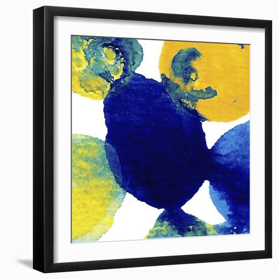 Yellow and Blue Abstract Flowing Paint-Amy Vangsgard-Framed Giclee Print