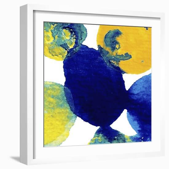 Yellow and Blue Abstract Flowing Paint-Amy Vangsgard-Framed Giclee Print