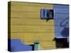 Yellow and Blue Walls with Shadow of a Street Light, La Boca, Buenos Aires, Argentina-Lin Alder-Stretched Canvas