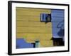 Yellow and Blue Walls with Shadow of a Street Light, La Boca, Buenos Aires, Argentina-Lin Alder-Framed Photographic Print