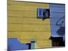 Yellow and Blue Walls with Shadow of a Street Light, La Boca, Buenos Aires, Argentina-Lin Alder-Mounted Photographic Print