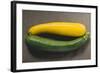 Yellow and Green Courgettes on Brown Fabric Background-Foodcollection-Framed Photographic Print