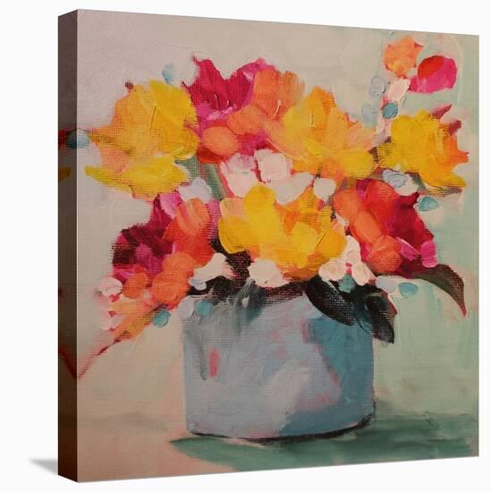 Yellow and Pink Flowers-Kristy Andrews-Stretched Canvas