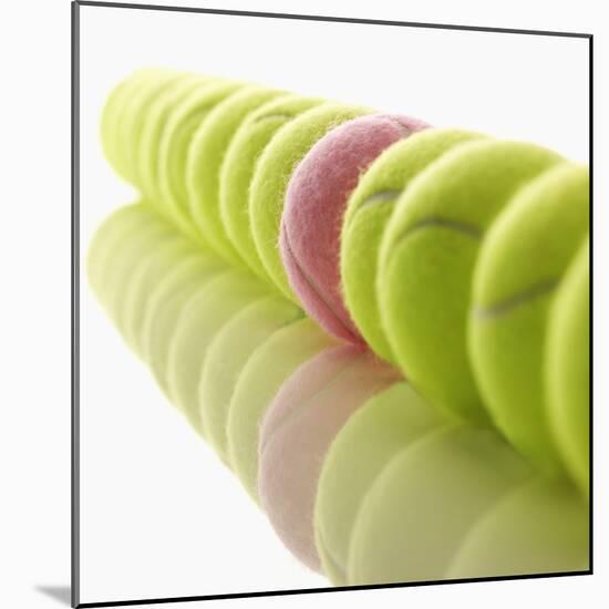 Yellow and Pink Tennis Balls-null-Mounted Photographic Print