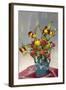 Yellow and Red Flowers in Blue Vase-null-Framed Art Print