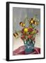 Yellow and Red Flowers in Blue Vase-null-Framed Art Print