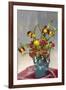 Yellow and Red Flowers in Blue Vase-null-Framed Art Print