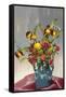 Yellow and Red Flowers in Blue Vase-null-Framed Stretched Canvas