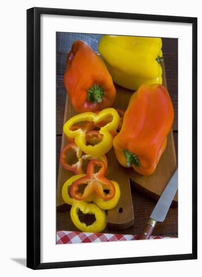 Yellow and Red Peppers or Bell Pepper, or Sweet Pepper, Cuisine-Nico Tondini-Framed Photographic Print