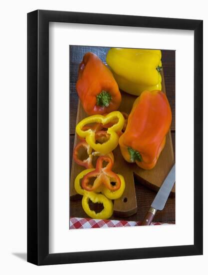 Yellow and Red Peppers or Bell Pepper, or Sweet Pepper, Cuisine-Nico Tondini-Framed Photographic Print