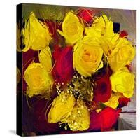 Yellow and Red Roses-Sarah Butcher-Stretched Canvas