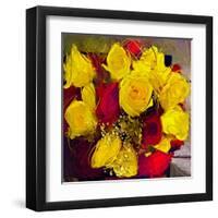 Yellow and Red Roses-Sarah Butcher-Framed Art Print