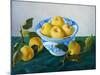 yellow apples in blue and white bowl-Cristiana Angelini-Mounted Premium Giclee Print