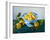 yellow apples in blue and white bowl-Cristiana Angelini-Framed Giclee Print