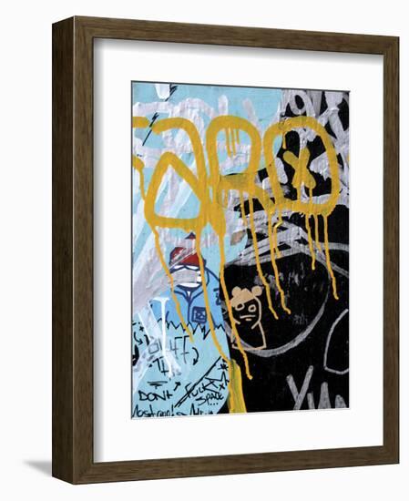 Yellow Aqua Graffiti 1-Jenny Kraft-Framed Art Print