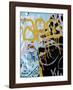 Yellow Aqua Graffiti 1-Jenny Kraft-Framed Art Print