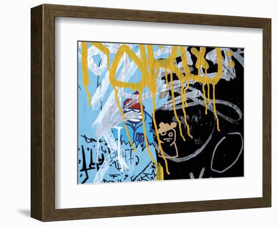 Yellow Aqua Graffiti 2-Jenny Kraft-Framed Art Print