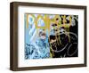 Yellow Aqua Graffiti 2-Jenny Kraft-Framed Art Print