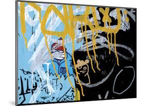 Yellow Aqua Graffiti 2-Jenny Kraft-Mounted Art Print