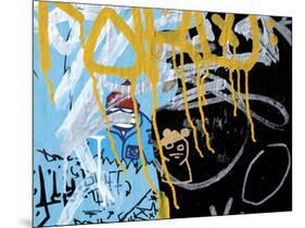 Yellow Aqua Graffiti 2-Jenny Kraft-Mounted Art Print