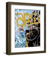 Yellow Aqua Graffiti I-Jenny Kraft-Framed Giclee Print