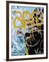 Yellow Aqua Graffiti I-Jenny Kraft-Framed Giclee Print