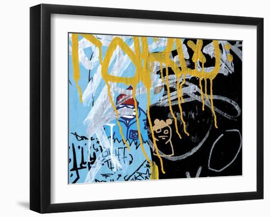 Yellow Aqua Graffiti II-Jenny Kraft-Framed Giclee Print