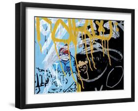 Yellow Aqua Graffiti II-Jenny Kraft-Framed Giclee Print