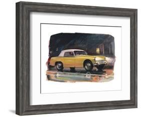 Yellow Austin Healy Sprite-null-Framed Art Print