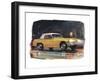 Yellow Austin Healy Sprite-null-Framed Art Print