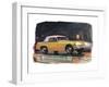 Yellow Austin Healy Sprite-null-Framed Art Print