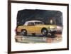 Yellow Austin Healy Sprite-null-Framed Art Print