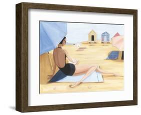 Yellow Beach Hut-Julia Hawkins-Framed Art Print