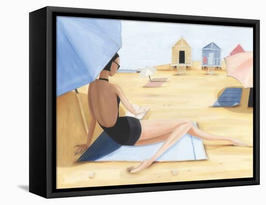 Yellow Beach Hut-Julia Hawkins-Framed Stretched Canvas
