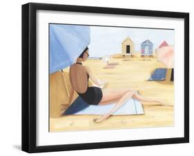 Yellow Beach Hut-Julia Hawkins-Framed Art Print