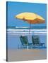 Yellow Beach Umbrella-Mark Gibson-Stretched Canvas