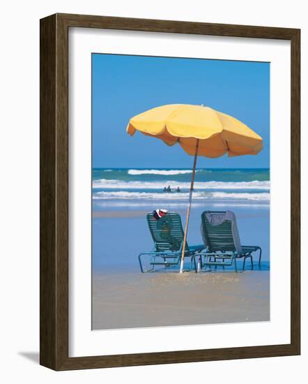 Yellow Beach Umbrella-Mark Gibson-Framed Photographic Print