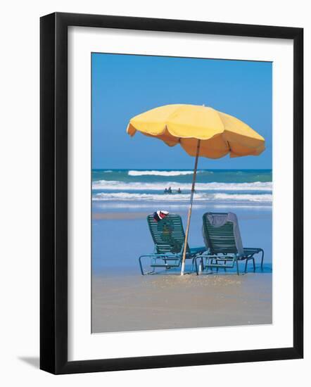 Yellow Beach Umbrella-Mark Gibson-Framed Photographic Print