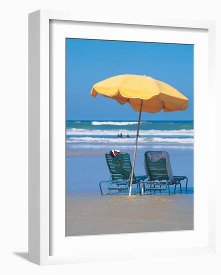 Yellow Beach Umbrella-Mark Gibson-Framed Photographic Print