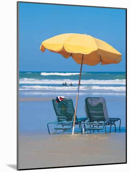 Yellow Beach Umbrella-Mark Gibson-Mounted Photographic Print