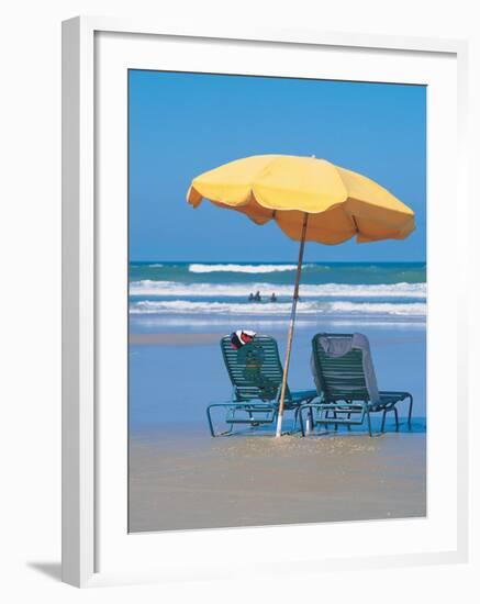 Yellow Beach Umbrella-Mark Gibson-Framed Photographic Print