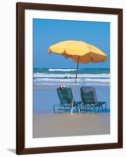 Yellow Beach Umbrella-Mark Gibson-Framed Photographic Print