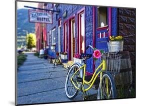 Yellow Bicycle in Silverton-George Oze-Mounted Photographic Print