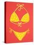 Yellow Bikini Coral-Cat Coquillette-Stretched Canvas