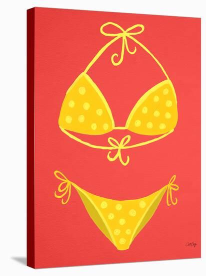 Yellow Bikini Coral-Cat Coquillette-Stretched Canvas