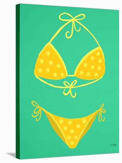 Yellow Bikini Mint-Cat Coquillette-Stretched Canvas