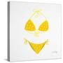 Yellow Bikini White-Cat Coquillette-Stretched Canvas