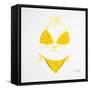 Yellow Bikini White-Cat Coquillette-Framed Stretched Canvas