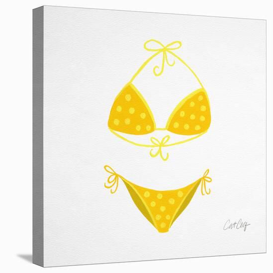 Yellow Bikini White-Cat Coquillette-Stretched Canvas